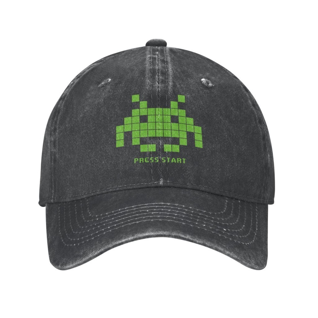 Invader Nerd Gamer Space Motif Cap สไตล์Street สำหรับทุกโอกาส