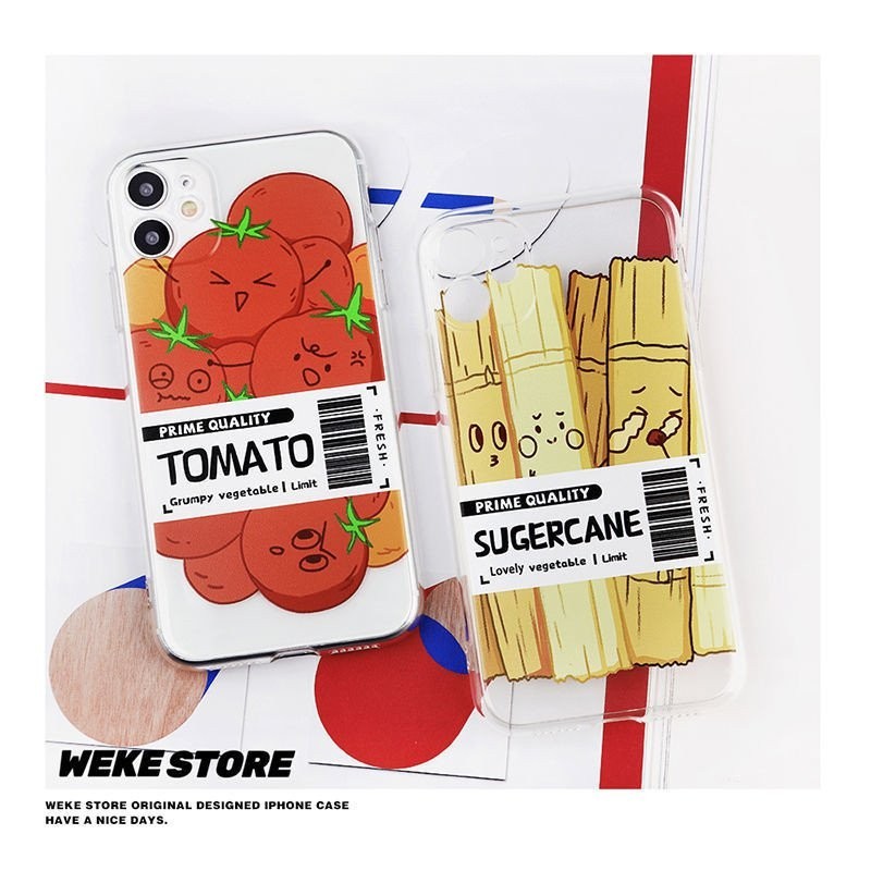 มะเขือเทศน่ารักอ้อยผลไม้แสดงออกที่เรียบง่ายพื้นที่โปร่งใสเหมาะสําหรับapple iPhone15 ProMax 11 14ProMax 7Plus 8Plus 12ProMax XSMax X XS 13ProMaxรวมทุกอย่างเคสโทรศัพท์QDPZ