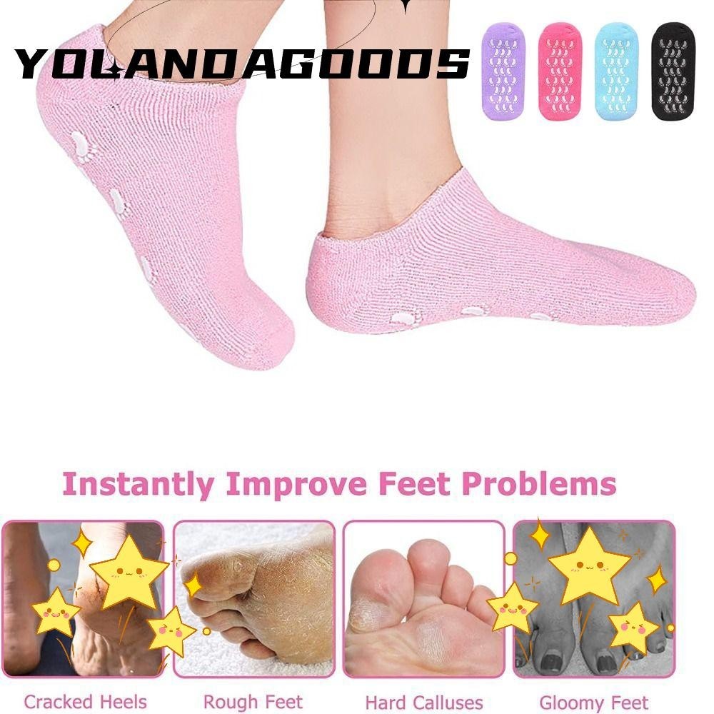 Yola Moisturizing Socks, Pedicure Repairing Spa Gel Feet Lotion Socks, Women Dry Cracked Reusable Foot Heel Care