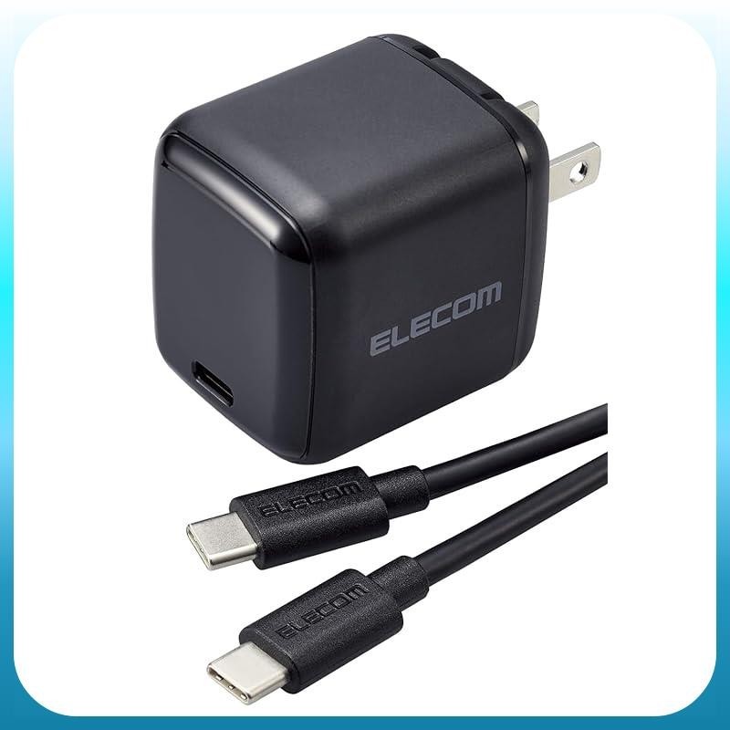 ELECOM Charger 65W USB PD Compatible Compact Type-C 1 Port PPS Compatible GaN II PSE Certified White x Black EC-AC8565WF