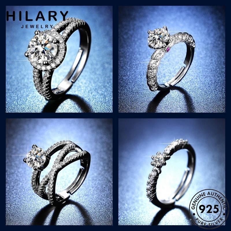 HILARY JEWELRY แฟชั่น แหวน เงิน ผู้หญิง 925 เพชร แหวนปรับได้ แท้ M136