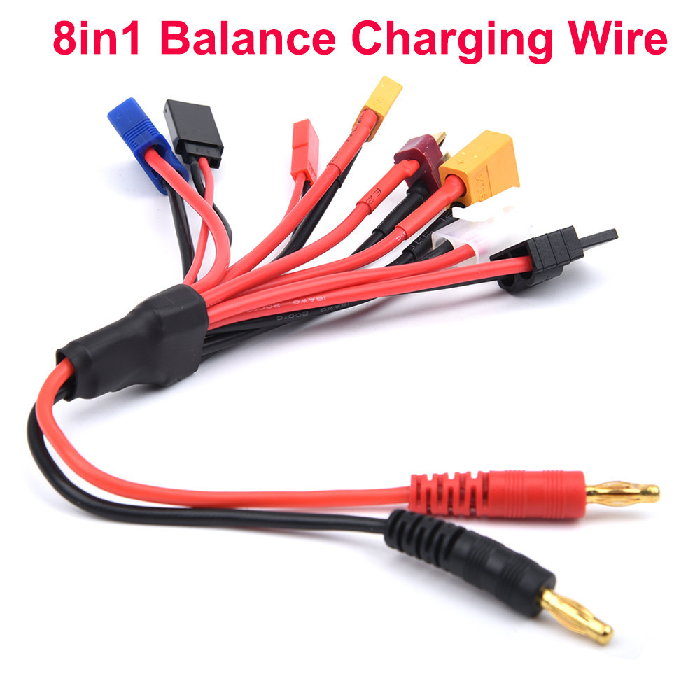 SK 8in1 Soft Silicone Charging Wire XT60 T Plug Connector to XT60 XT30 T Futaba JST EC3 Tamiya TRX W