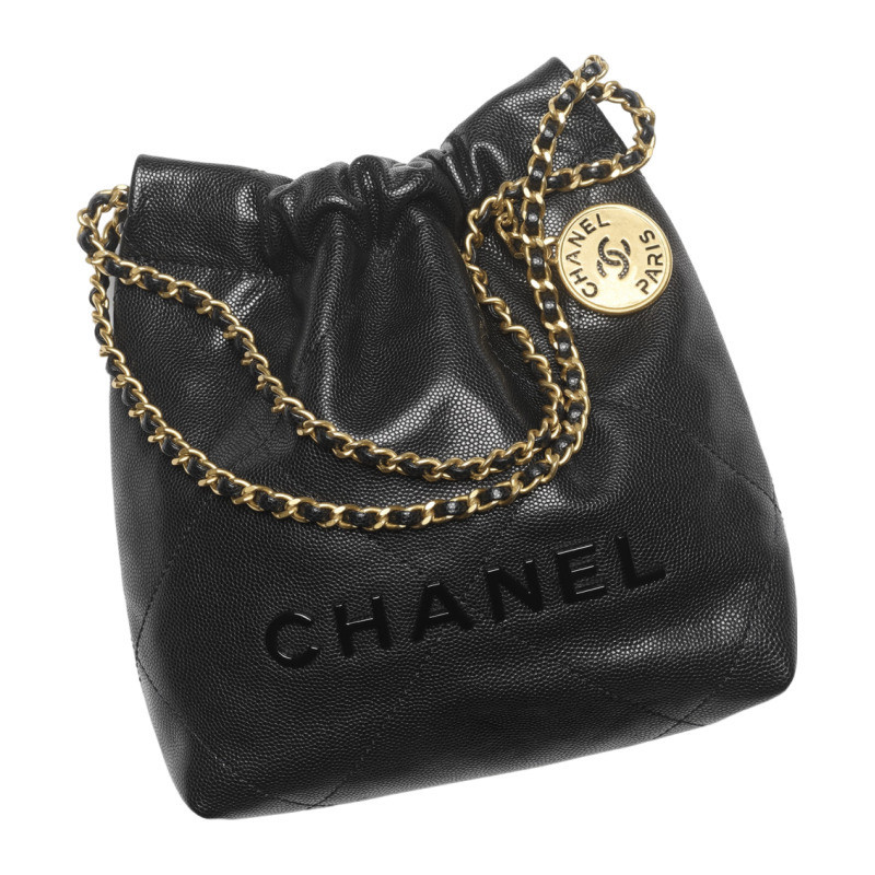 Chanel/Chanel women's bag Borsa 22 grain calf leather drawstring single shoulder crossbody bucket
