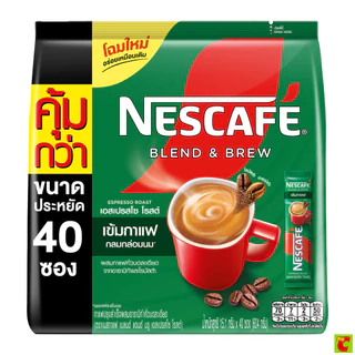 เนสกาแฟ เบลนด์ แอนด์ บรู เอสเปรสโซ โรสต์ กาแฟปรุงสำเร็จ 15.1 ก. แพ็ค 40