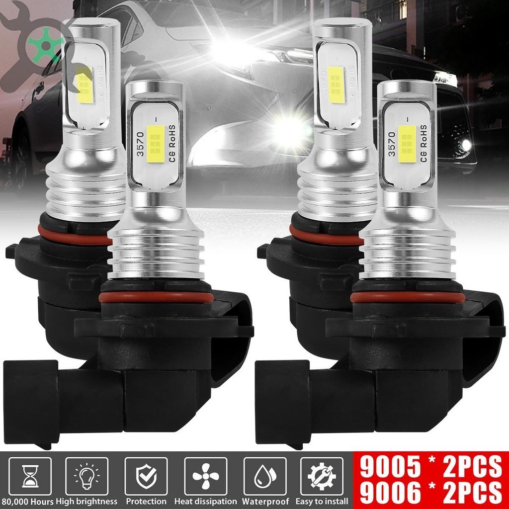 4 ชิ้น 9005 9006 LED ไฟหน้าชุด 4000LM 6000K 3570LED Super Bright ไฟหน้าหลอดไฟ IP65 กันน้ําต่ําไฟหน้า