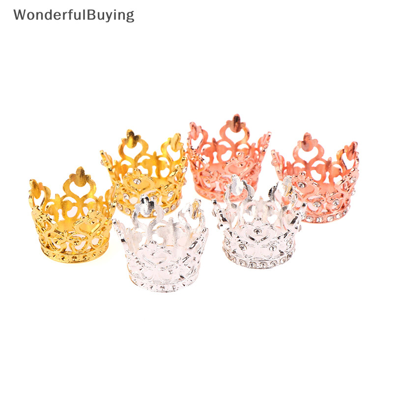 Wbth 1/12 Dollhouse Mini Princess Crown ตุ๊กตาจําลอง Rhinestone Crowns ขนาดเล็ก Tiara ตุ๊กตาอุปกรณ์ตกแต่งบ้าน Vary