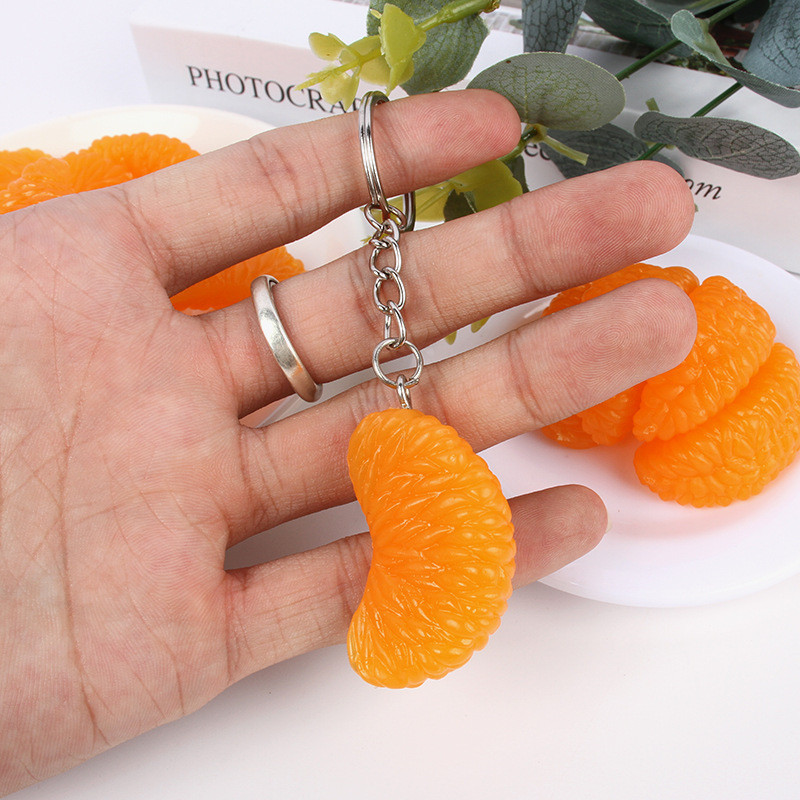 Creative สีส้ม Flap Shape Key Chain Pvc จําลองผลไม้ Key แหวนนักเรียนสนุกอาหารเล่น Key Chain กระเป๋าจี้รถ Key Holder Charms ของขวัญ