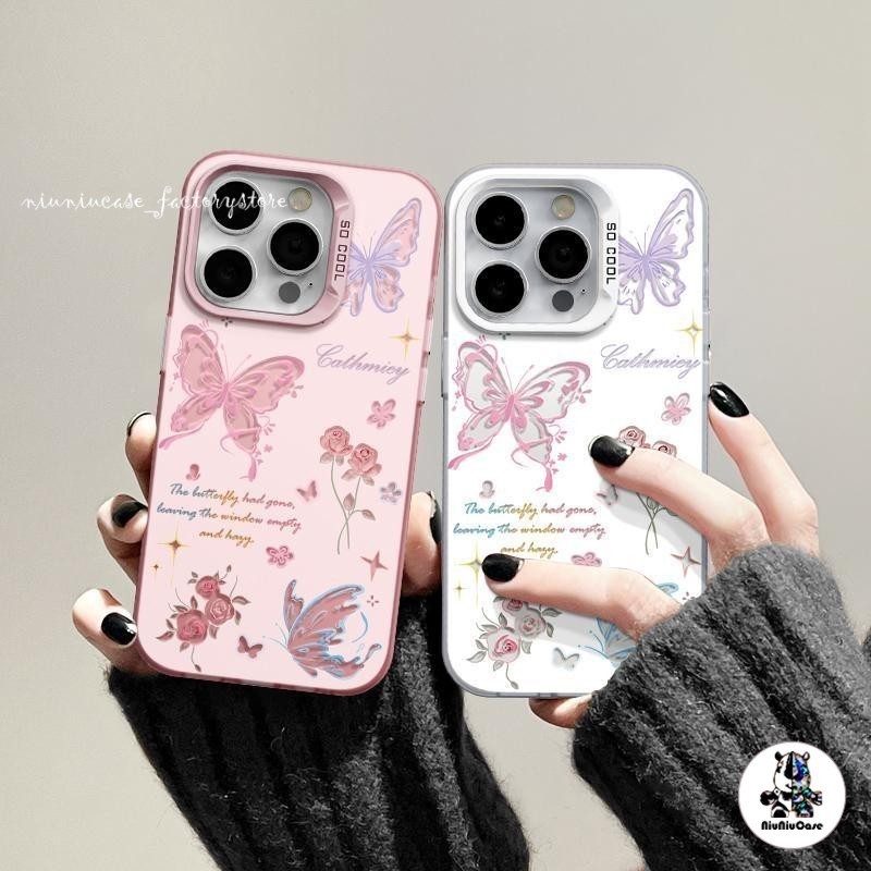 ผีเสื้อดอกไม้ เคสโทรศัพท์มือถือ For iPhone 11 12 13 14 15 Pro Max XR X XS 7 8 Plus SE ซิลิโคนุ่ม เคส สีเงิน เคสไอโฟนสวยๆ - รูปที่ 6