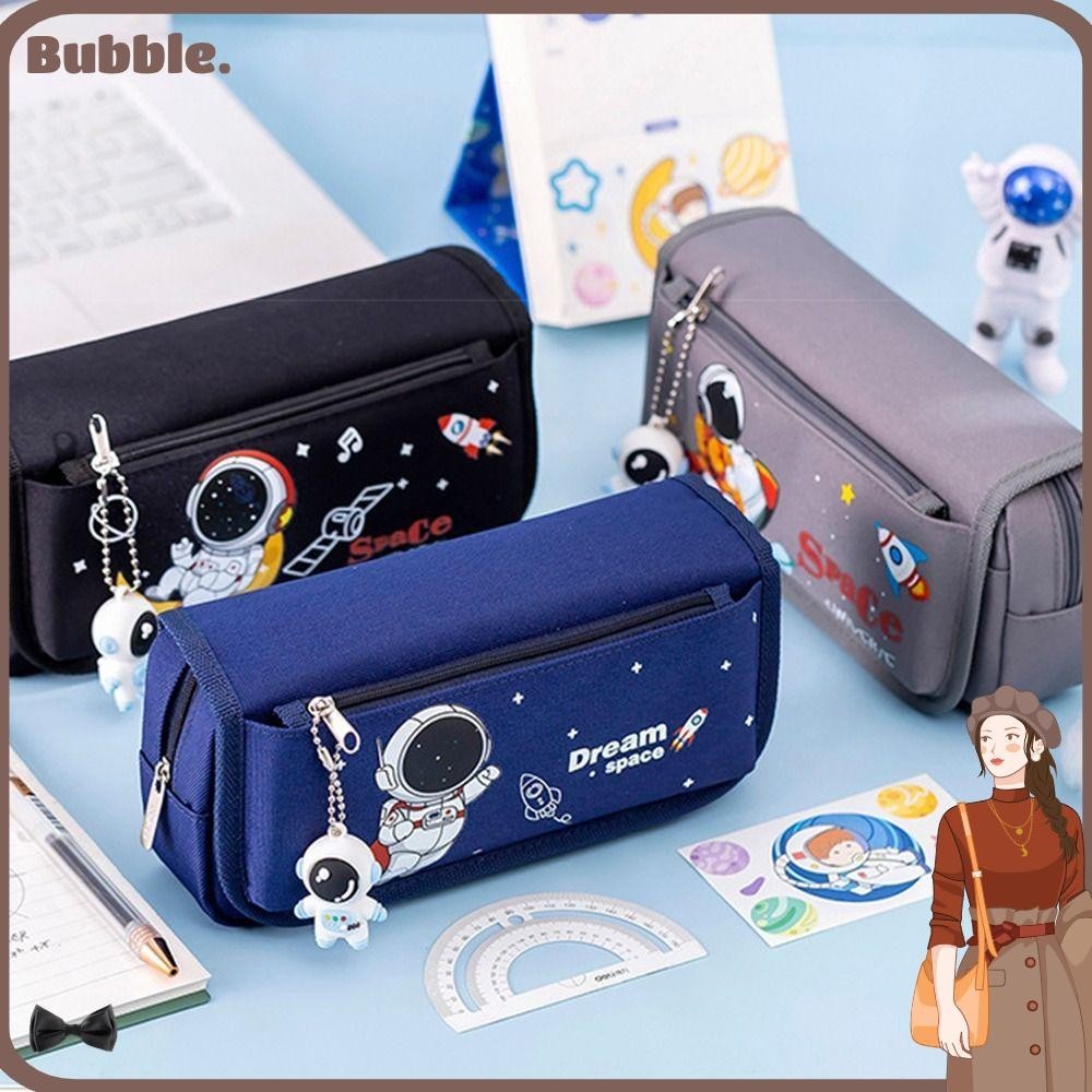 Bubble กระเป ๋ าปากกาFour/ดินสอลายนักบินอวกาศสองชั ้ น , Multifuncionalความจุขนาดใหญ ่ Dirtทนปากกากล ่ องของขวัญ
