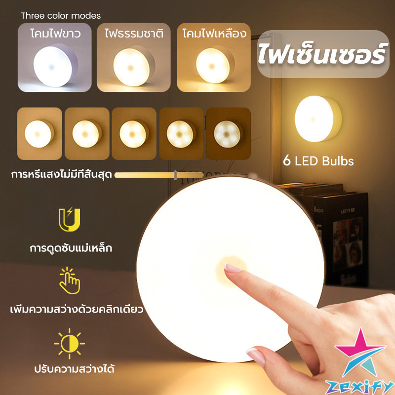 ZXF โคมไฟหัวเตียง  0.6w LED โคมไฟ ยึดผนังด้วยแม่เหล็ก ชาร์จ LED  Button night light