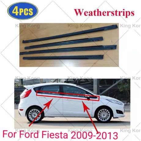 (4 ชิ้น) สําหรับ Ford Fiesta 2009 2010 2011 2012 2013 2014 รถนอกหน้าต่าง Moulding Weatherstrip ซีลเข็มขัด Weather Strip พลาสติก