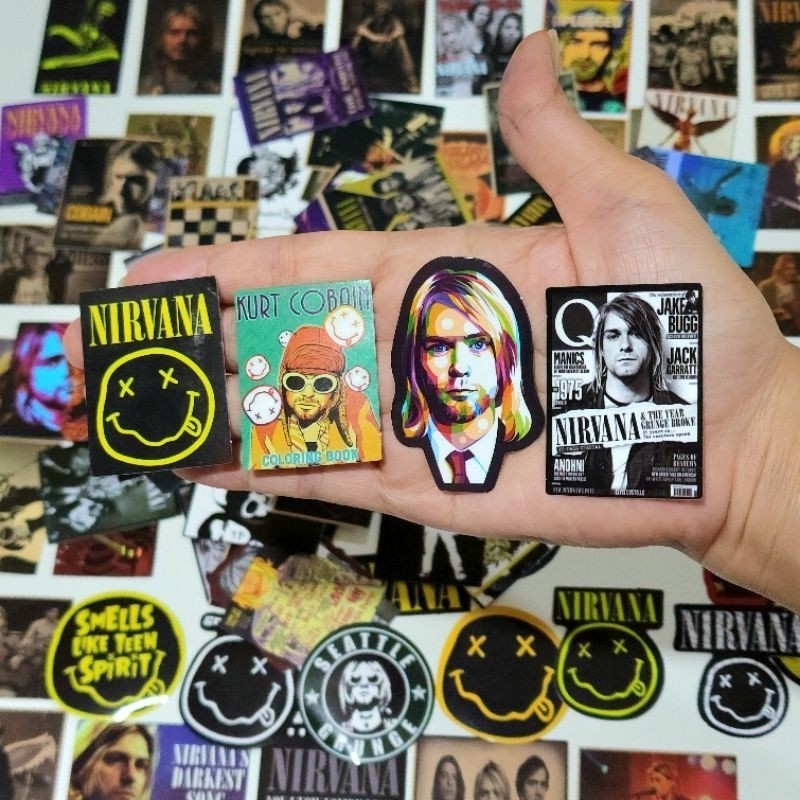 สติ๊กเกอร์ Nirvana Kurt Cobain Grunge ชิ้นเล็กๆ ติดแน่น กันน้ำ (100 ชิ้น)