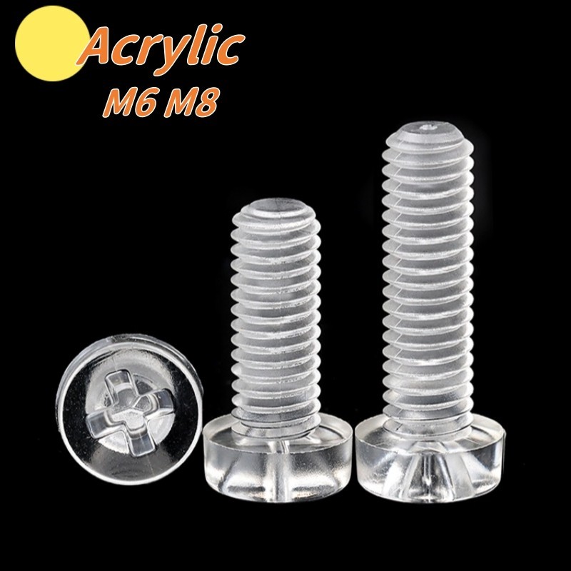 M6 M8 อะคริลิคใส Phillips สกรูหัวกลม PC พลาสติก Cross Bolt ความยาว 8 ~ 50 มม .