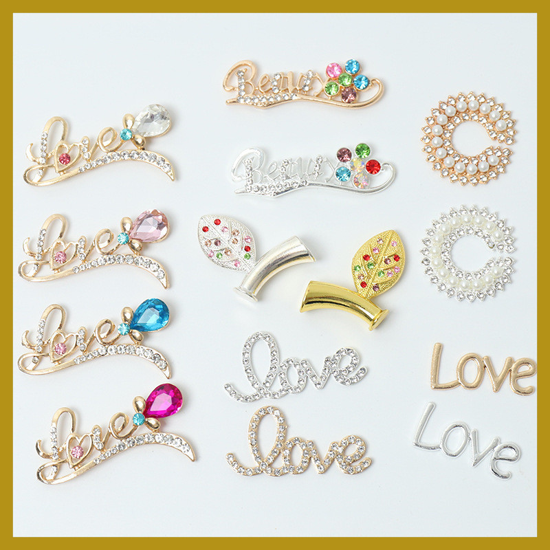 Diy Leaf Accessories Alloy LOVE Letter Phone Case วัสดุทํามือครีมกาวเครื่องประดับ