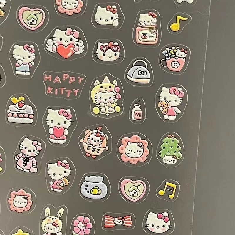 1 แผ ่ นน ่ ารัก Hellokitty สติ ๊ กเกอร ์ ติดเล ็ บ สติ ๊ กเกอร ์ ใส