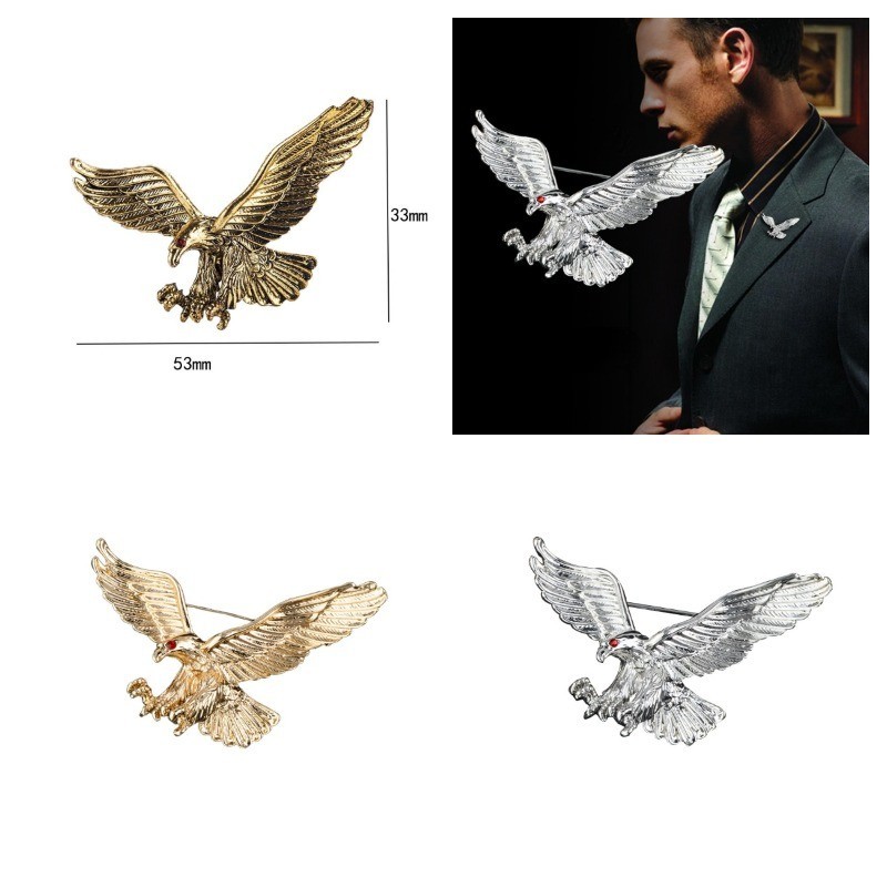 ยุโรปและอเมริกาบุคลิกภาพใหม ่ Retro Eagle เข ็ มกลัดผู ้ ชายโลหะผสมสัตว ์ เข ็ มกลัด Badge ชุดอุปกรณ ์ เสริม Pin