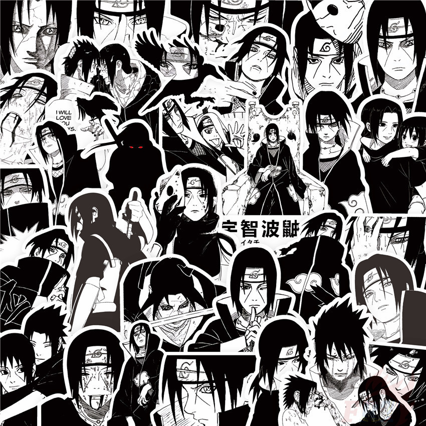 72ชิ้น/เซ็ต ❉ นารูโตะ . อุจิวะอิทาจิ . สติ๊กเกอร์ Classical Black & White Series 01 ❉ สติ๊กเกอร์แฟชั่น DIY Doodle Decals