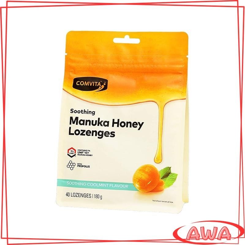 Comvita UMF 10+ Manuka Honey Propolis Throat Lozenges | Refreshing Cool Mint Flavor Genuine Product New Zealand Produced Honey | 40 Tablets