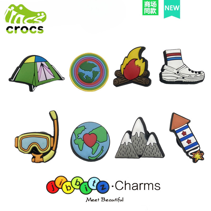 Crocs ตกแต่งหัวเข็มขัดรองเท้าอุปกรณ์เสริมรองเท้าดอกไม้การ์ด Luo Chi Hole รองเท้าหัวเข็มขัดอุปกรณ์เสริม diy Zhibixing Earth ตั้งแคมป์กลางแจ้ง