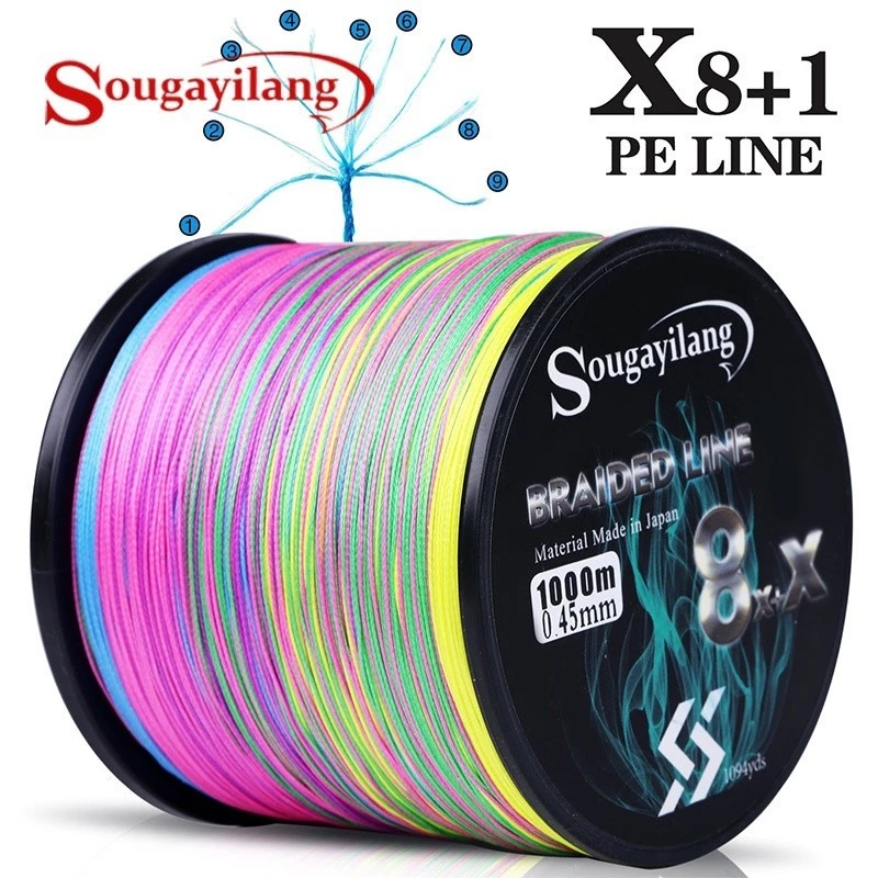 Sougayilang 9 เส ้ นถักสายตกปลา PE 28lb-100lb สายตกปลา (300m/500m/1000m ถักสาย PE ตกปลาลวด