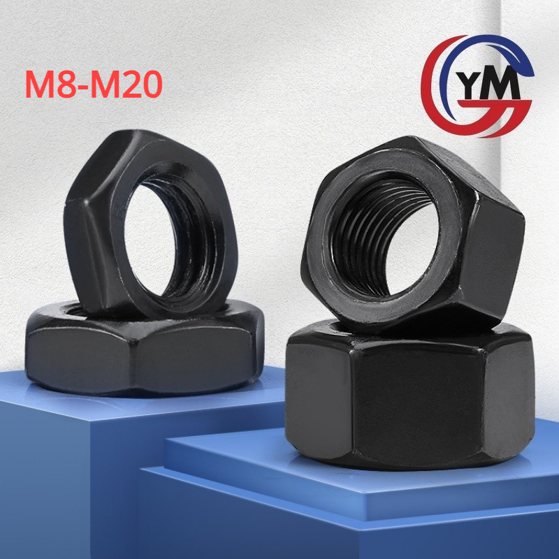 [YMH1]หัวน็อต ตัวเมีย หกเหลี่ยม ชุบดำ 8.8 พิถีพิถัน เกลียวมิล M2-M24 /Hexagon Nut BLACK 8.8 M8M10M12M14M16M18M20 * 1 * 1.25 * 1.5
