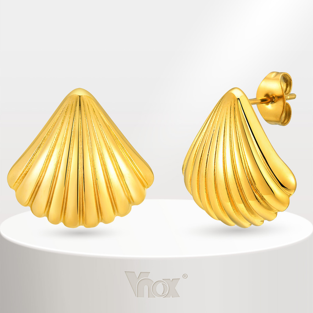 Vnox Shell Stud ต ่ างหูผู ้ หญิง Girl,18K Gold Plated คุณภาพสูงเครื ่ องประดับกันน ้ ําของขวัญแฟชั ่ น