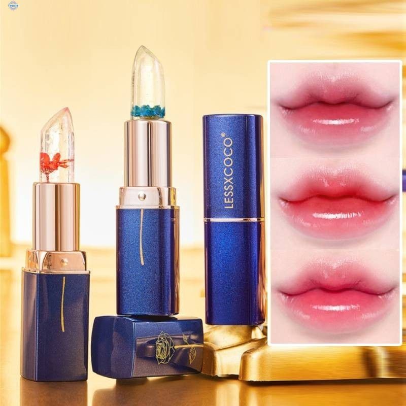 Lessxcoco อุณหภูมิเปลี่ยนสีลิปบาล์มวุ้นดอกไม้เปลี่ยนสีกันน้ำ Long Lasting Moisturizing NATURAL Lip Care olav