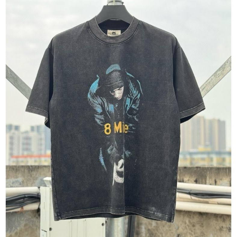 Eminem Eminem Eminem 8mile Eight Mile Limited Retro Washed Distressed เสื ้ อยืดแขนสั ้ น