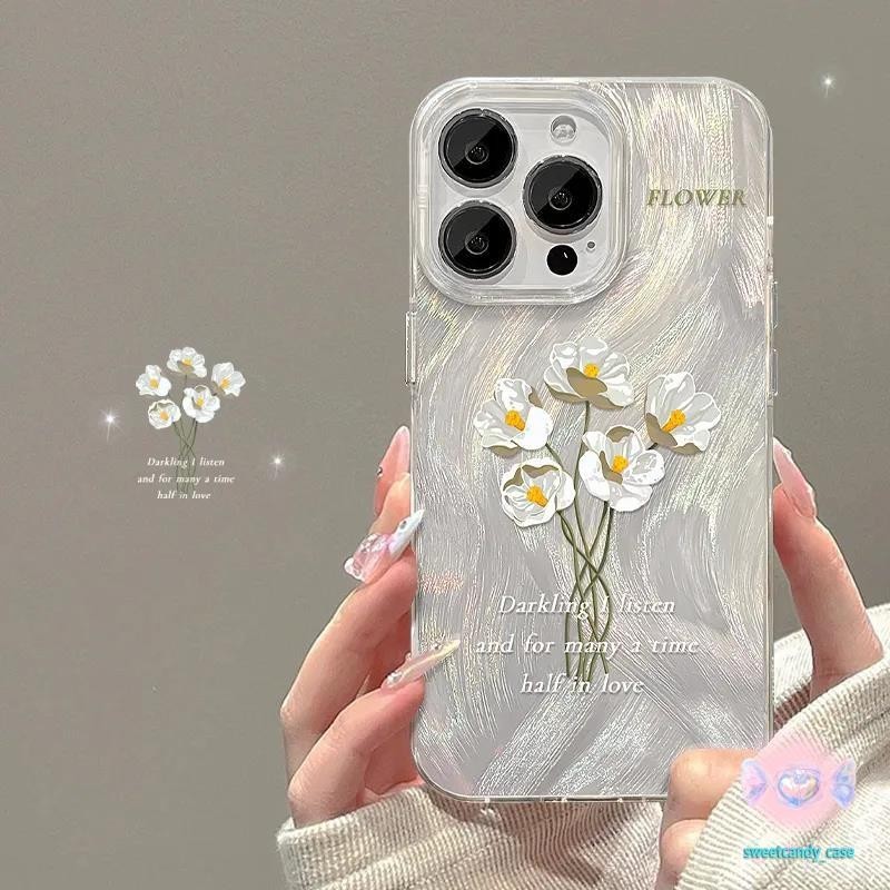 [จัดส่งในพื้นที่] เคสมือถือผ้ากอซขนนกดอกไม้เข้ากันได้กับ iPhone12 13 14 15 11Pro MAX X XS 6 7 8 Plus SE 2020 phone cover - รูปที่ 2