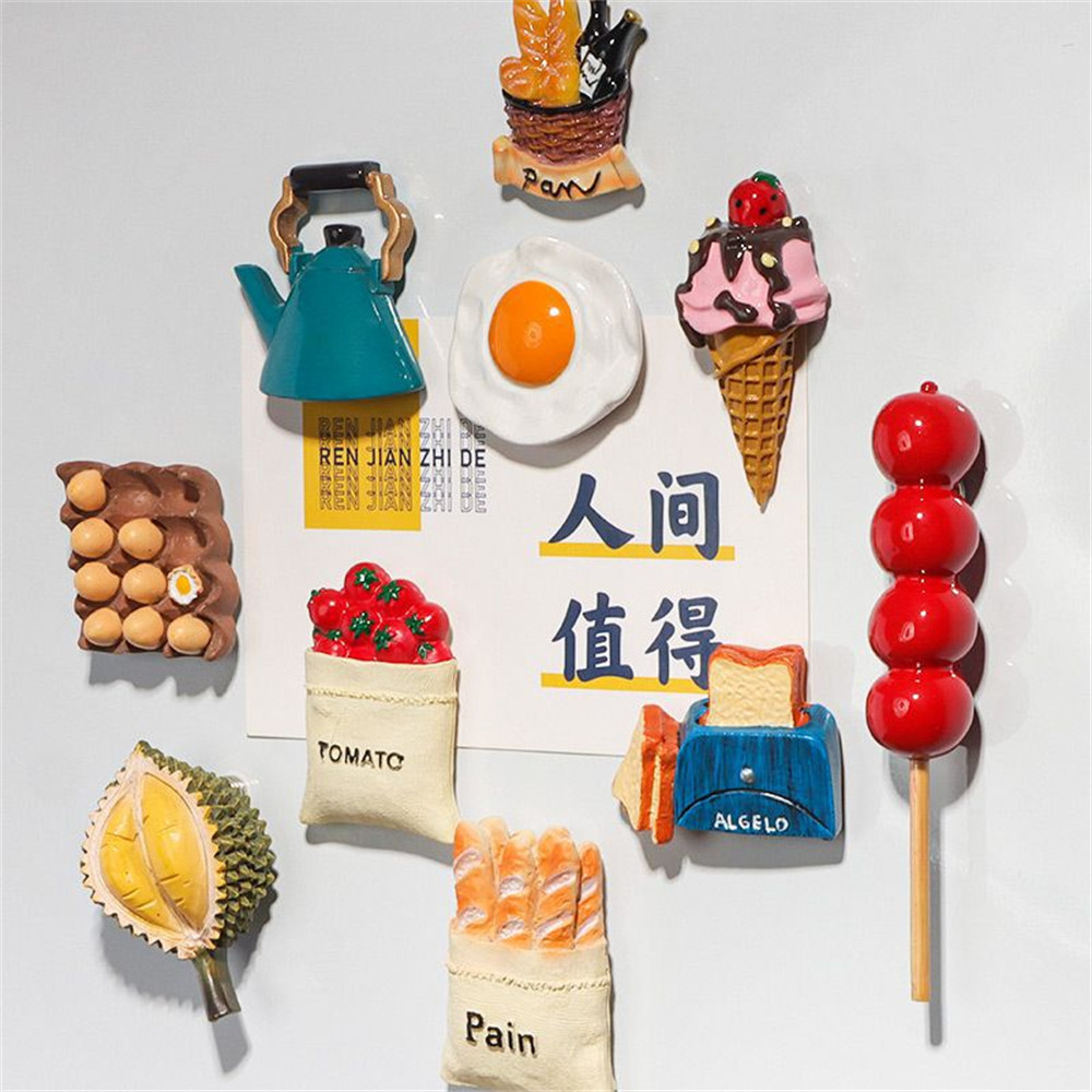 3d อาหารชุดแม่เหล็กตู้เย็นการ์ตูนขนมปังสติกเกอร์แม่เหล็กตู้เย็นของขวัญภาพข้อมูลสติกเกอร์แม่เหล็กตะขอ TH - รูปที่ 2