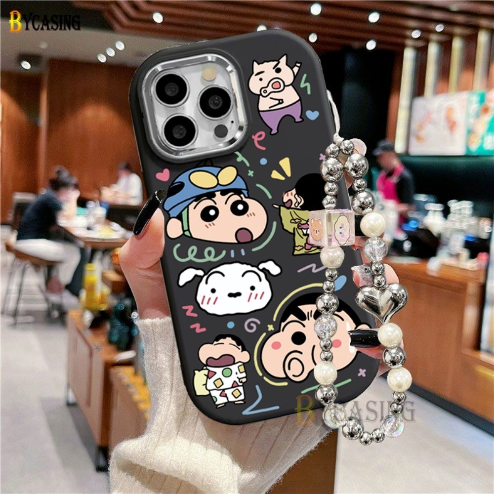 สําหรับrealmeหมายเหตุ50 C53 C55 C65 C67 C51s C30 C31 C33 C35 C21Y C11 C15 C17 C12 C2 Realme10 8i 5i 6i Narzo 50การ์ตูนเครยอนชินจังสร้อยข้อมือชุบกรณีโดยครอบครัวเลนส์หรูหราโดย