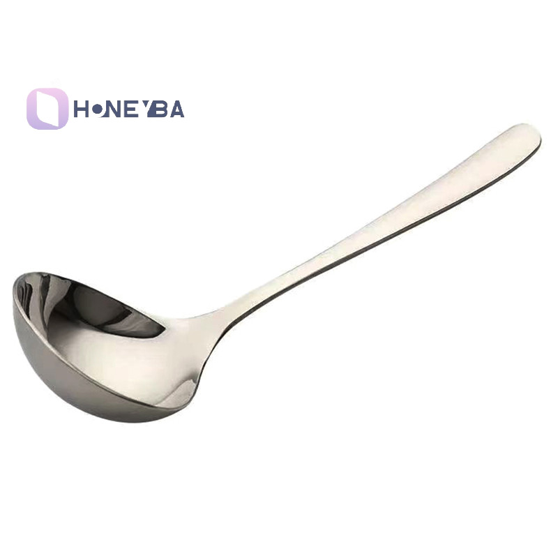 <Honeyby> ช้อนสแตนเลส Thicken ยาวจับช้อนซุปสําหรับหม้อร้อน Scoops Home Kitchen Tableware อุปกรณ์ทําอาหาร Nice