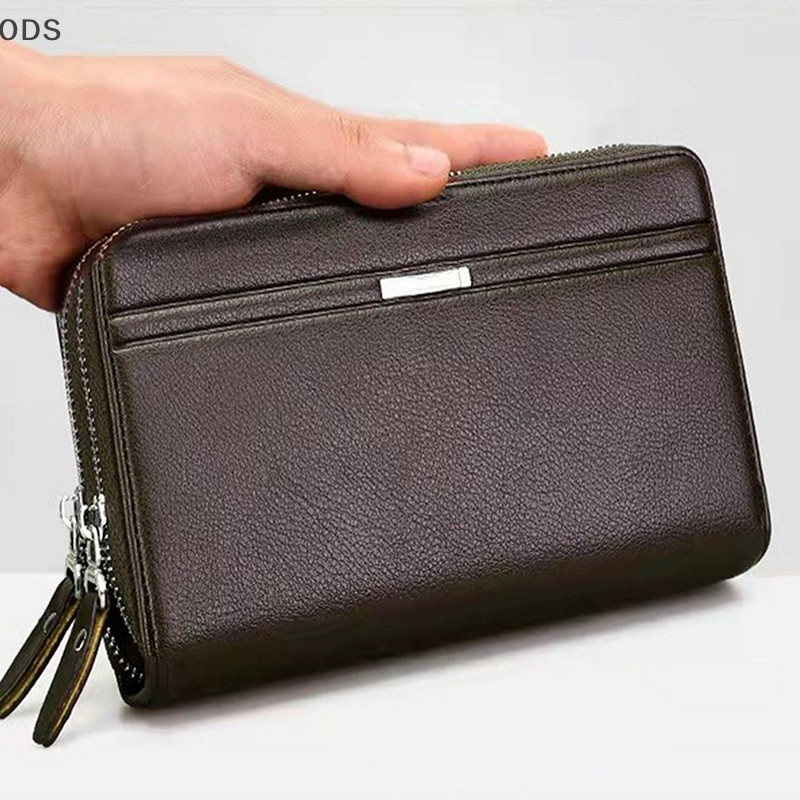 Ods Multi Slot กระเป๋าถือผู้ชาย Mens กระเป๋าสตางค์กระเป๋ายาวหนังซิปคู่ขนาดใหญ่ความจุกระเป๋าถือธุรกิจของขวัญสําหรับชาย OD