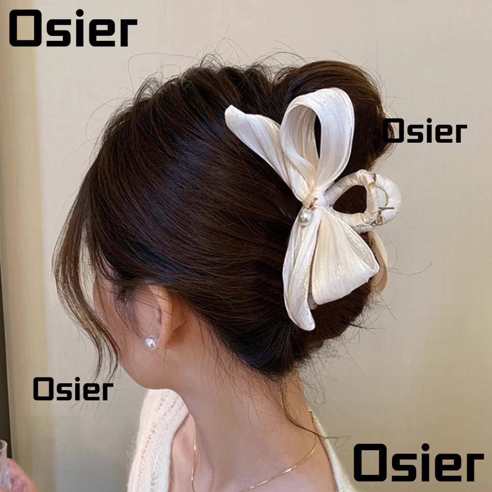 โอเซียร์1กิ๊บติดผมโบว์ขนาดใหญ่,เครื่องประดับผม วินเทจมุกผมกรงเล็บคลิป,ที่เรียบง่ายขนาดใหญ่ปูผมหางม้าผู้หญิง