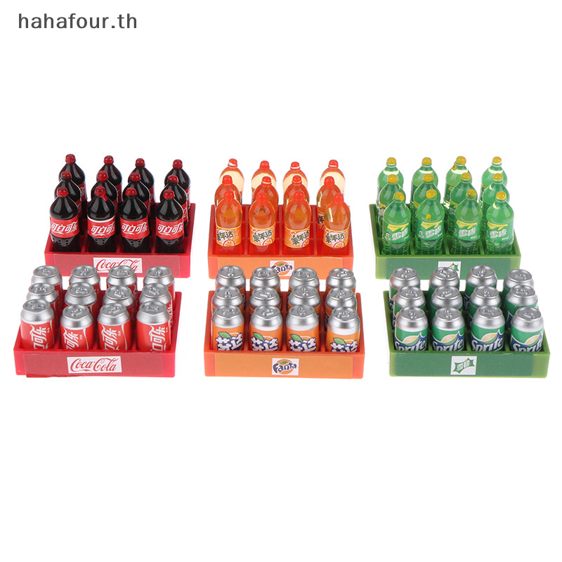 Ha 1 ชุด 1 ชุด 12 Dollhouse Miniature Soda Drink Plus ถาด DIY อุปกรณ ์ เสริมของเล ่ น TH
