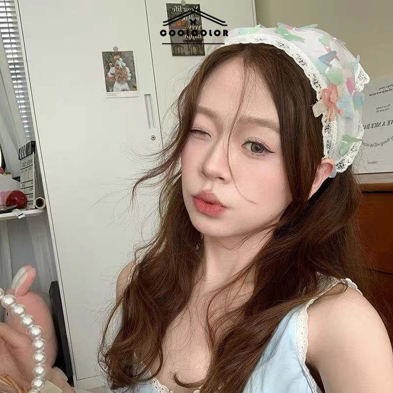 ในไทย💖ผ้าโพกหัวผ้าพันคอขอบลูกไม้ผีเสื้อไล่โทนสีมีสีสันสามเหลีInsเครื่องประดับผม แฟชั่นใหม่สําหรับผู้หญิง - รูปที่ 4