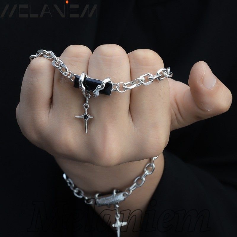 จี้อัญมณีสีดําโซ่มือ-ข้ามหนามสร้อยข้อมือหนาม-เครื่องประดับเครื่องประดับ-ของขวัญวันวาเลนไทน์-โกธิค,พังก์,เกาหลี อิน