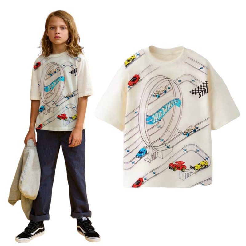 เสื้อยืด Zara HOTWHEEL สําหรับเด็กผู้ชาย / Boy Tee Tshirt สําหรับเด็กผู้ชาย 6T-14T - พื้นที่ครอบครัว
