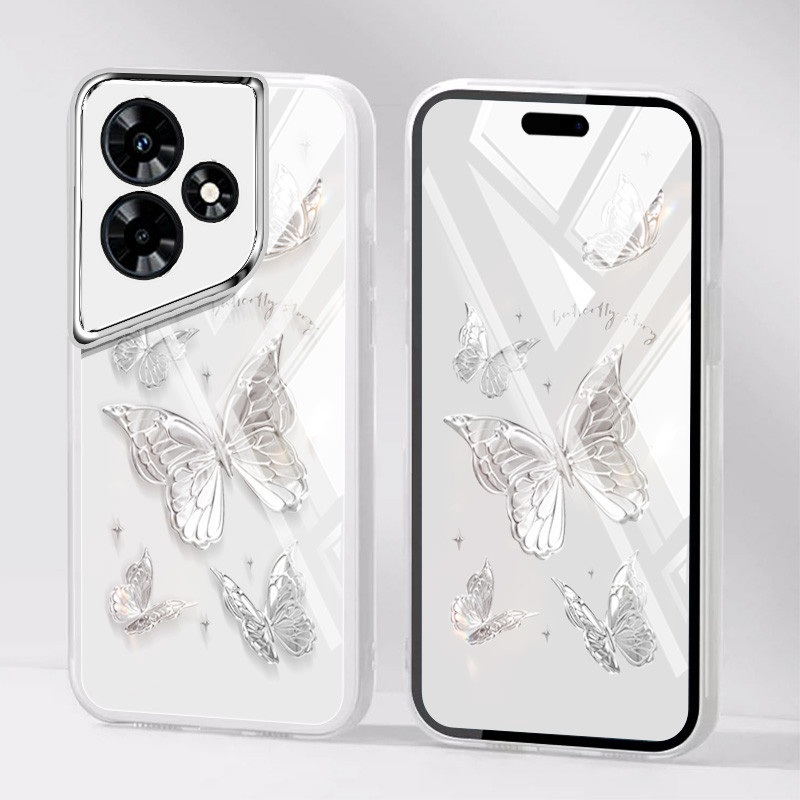 Ybd INS สไตล์เคสโทรศัพท์สําหรับ Infinix ITEL A70 A80 A665L ร้อน 30i ร้อน 30 เล่น NFC X669 X669C X669D X6835B X6831 X6832 Niche ผีเสื้อปลอกพร้อมเลนส์ป้องกัน