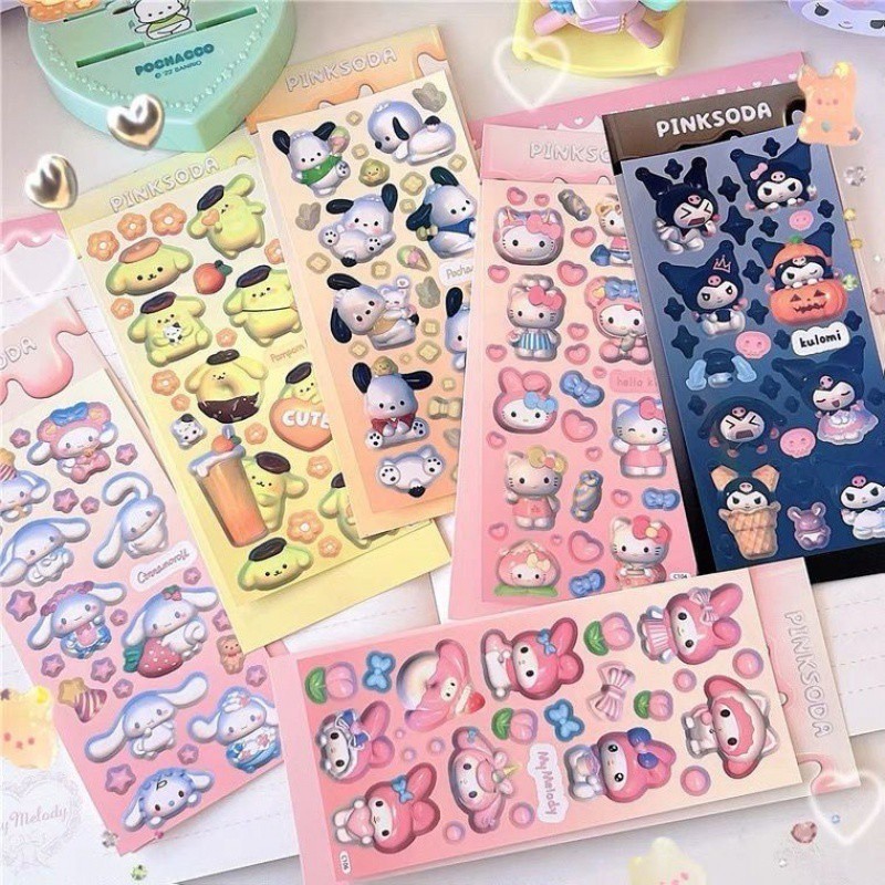 การ ์ ตูนน ่ ารัก Sanrio Kuromi Guka 3D สติกเกอร ์ สําหรับวางตกแต ่ งหนังสือ DIY