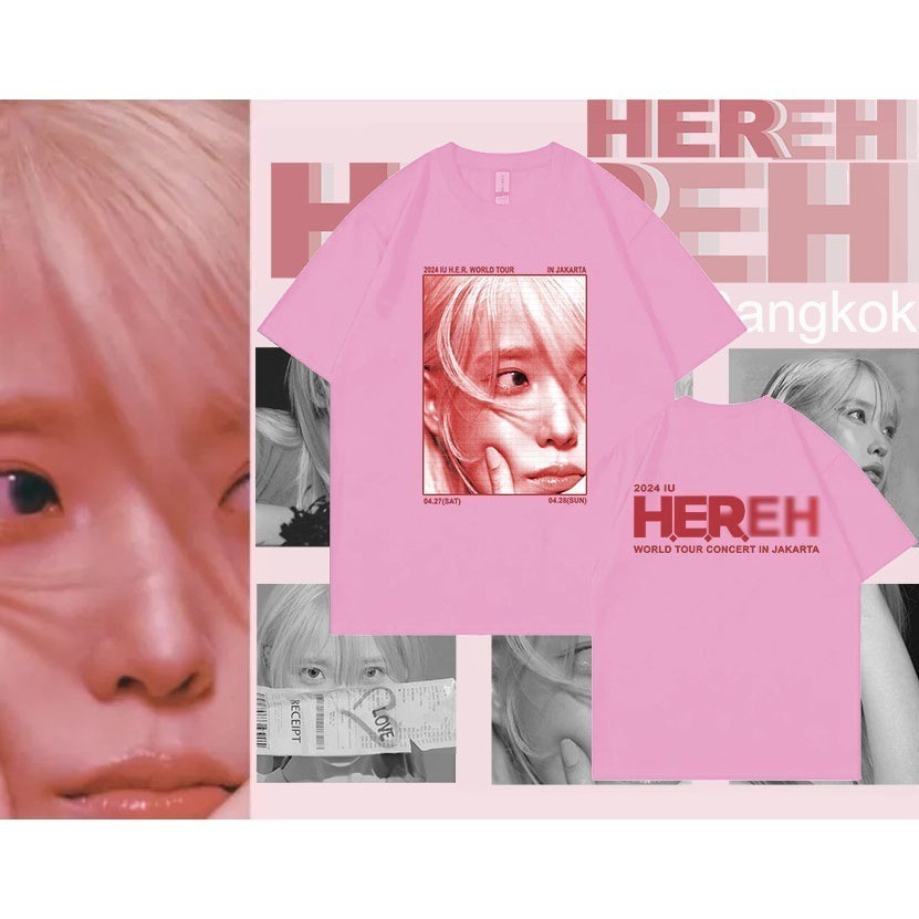 2024 【Fashion】เสื้อยืดผ้าฝ้าย  แขนสั้นใหม่ IU WORLD TOUR iu kpop Concert 2024แขนสั้นพิมพ์ ผ้าฝ้ายแท้