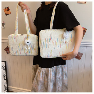 กระเป๋าแล็ปท็อป Ins เย็บปักถักร้อยด้ายแฟชั่นขนาดใหญ่ความจุไห…