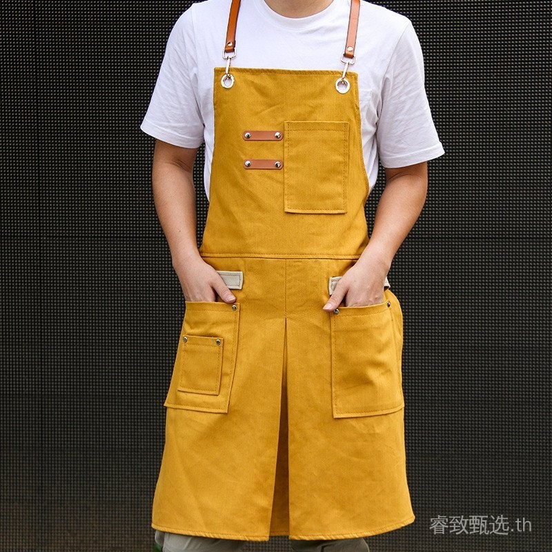 Denim Japanese Apron Milk Tea Shop Flower Shop Outdoor Gardening Work Clothes Barber Barista Apron W