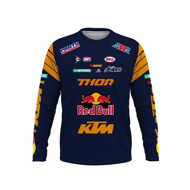2024 ใหม ่ KTM เสื ้ อยืดกีฬาแขนยาว Yamaha รถจักรยานยนต ์ Blue Red Bull เสื ้ อยืด