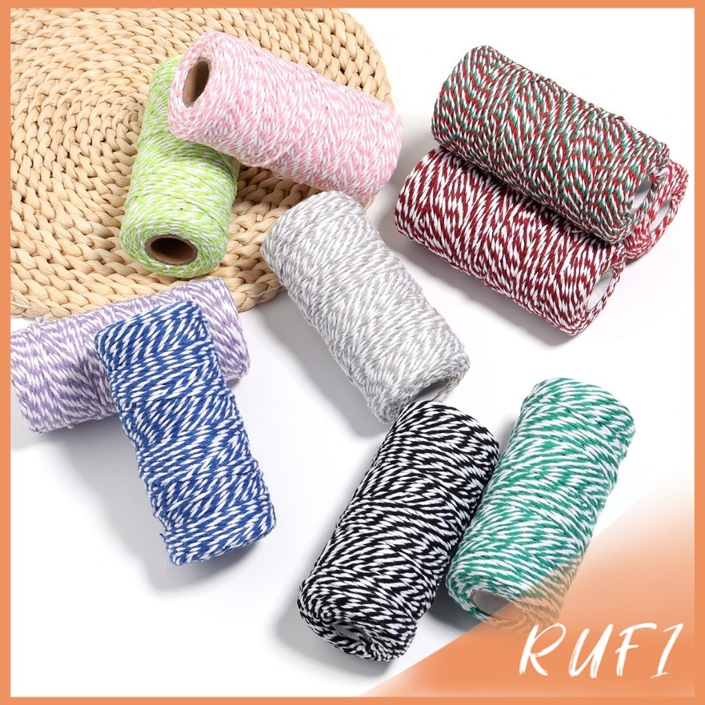 RUFI เชือกเกลียวสองสี ยาว 100 เมตร สำหรับงาน DIY บรรจุภัณฑ์ของขวัญ งานฝีมือ Cotton Twine ราคา ถูกที่สุด ดีลบีเคเค แกลเลอรีภาพที่ 2