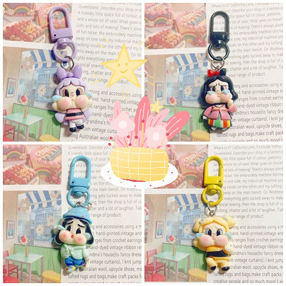 Macaron Crybaby พวงกุญแจน ่ ารักโบว ์ เรซิ ่ นพวงกุญแจการ ์ ตูนเครื ่ องเขียนกระเป ๋ าแขวนวันหยุดของขวัญ