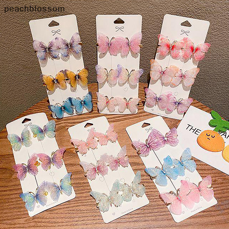 [PE] สุ่มสีสันผีเสื้อ Hairpins สาวคลิปผม Barrettes ผู้หญิงหวานเครื่องประดับ Rain Headwear แฟชั่นอุปกรณ์เสริมผม TH