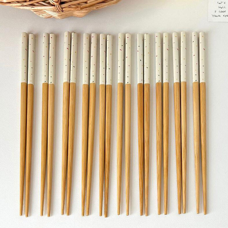 Lacquerless Waxless ไม ้ ไผ ่ ธรรมชาติตะเกียบไม ้ เนื ้ อแข ็ งจีนเกาหลีบนโต ๊ ะอาหาร 24 ซม