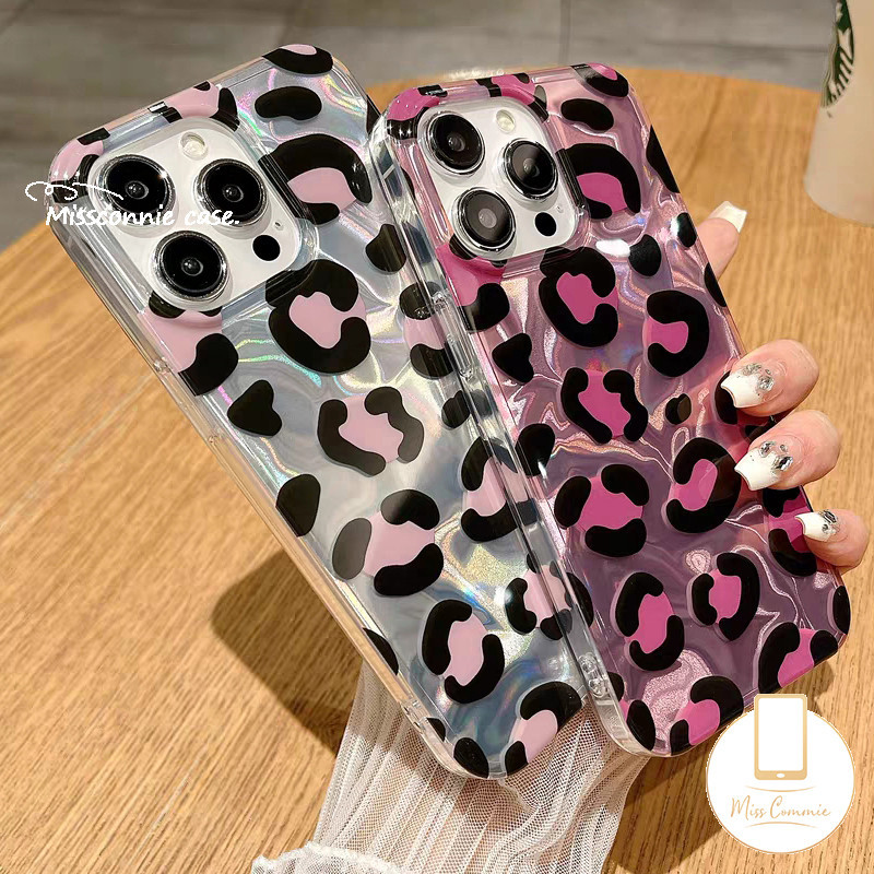 แฟชั่นเสือดาวคู่ Ripple Luster เคสโทรศัพท์สําหรับ IPhone 15 16 11 13 12 14 Pro Max XR 7Plus X XS Max 14 8 7 15 Plus SE Creative Love Heart Pearly สร้อยข้อมือนุ่ม