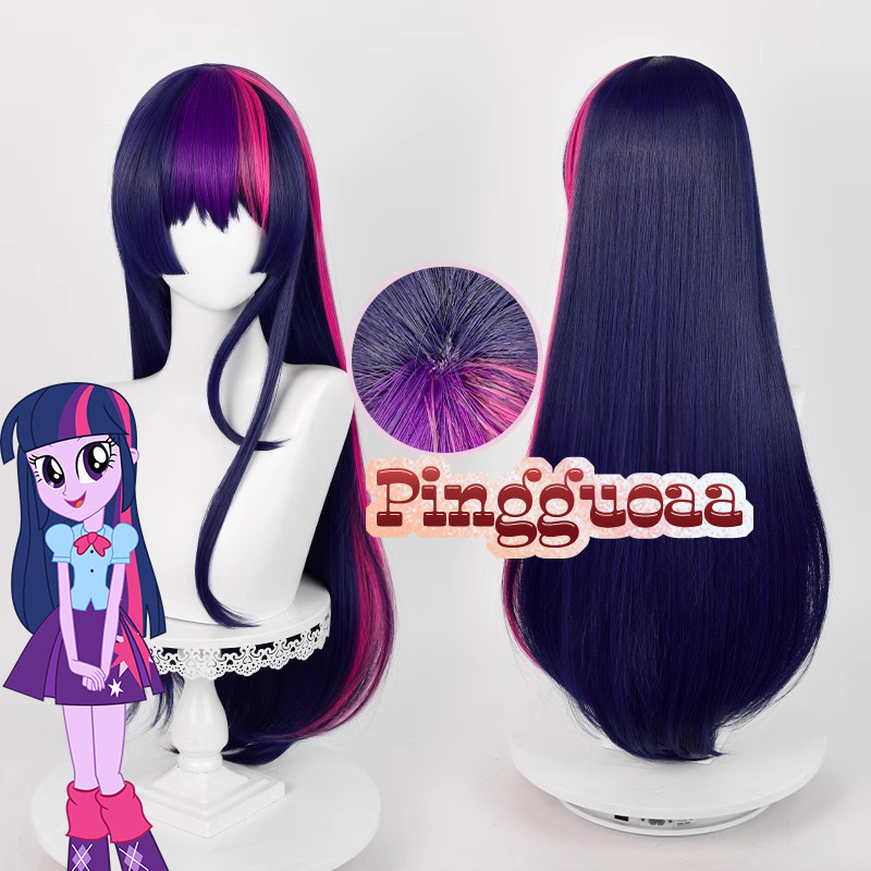 【Manmei】My Little Pony Twilight Sparkle Cosplay Wig 75cm Long Mixed Color Heat Resistant Hair